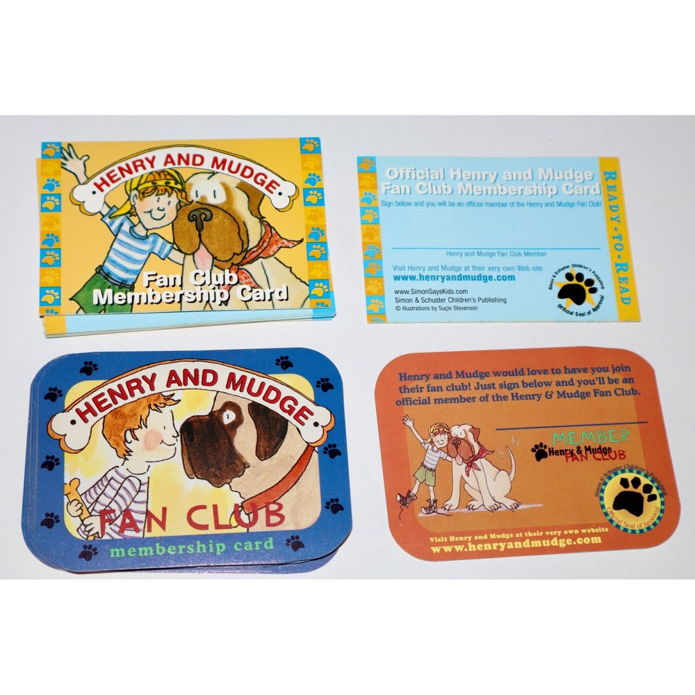Henry and Mudge Fan Club Membership Cards Lot Simon & Schuster Ready-to-Read